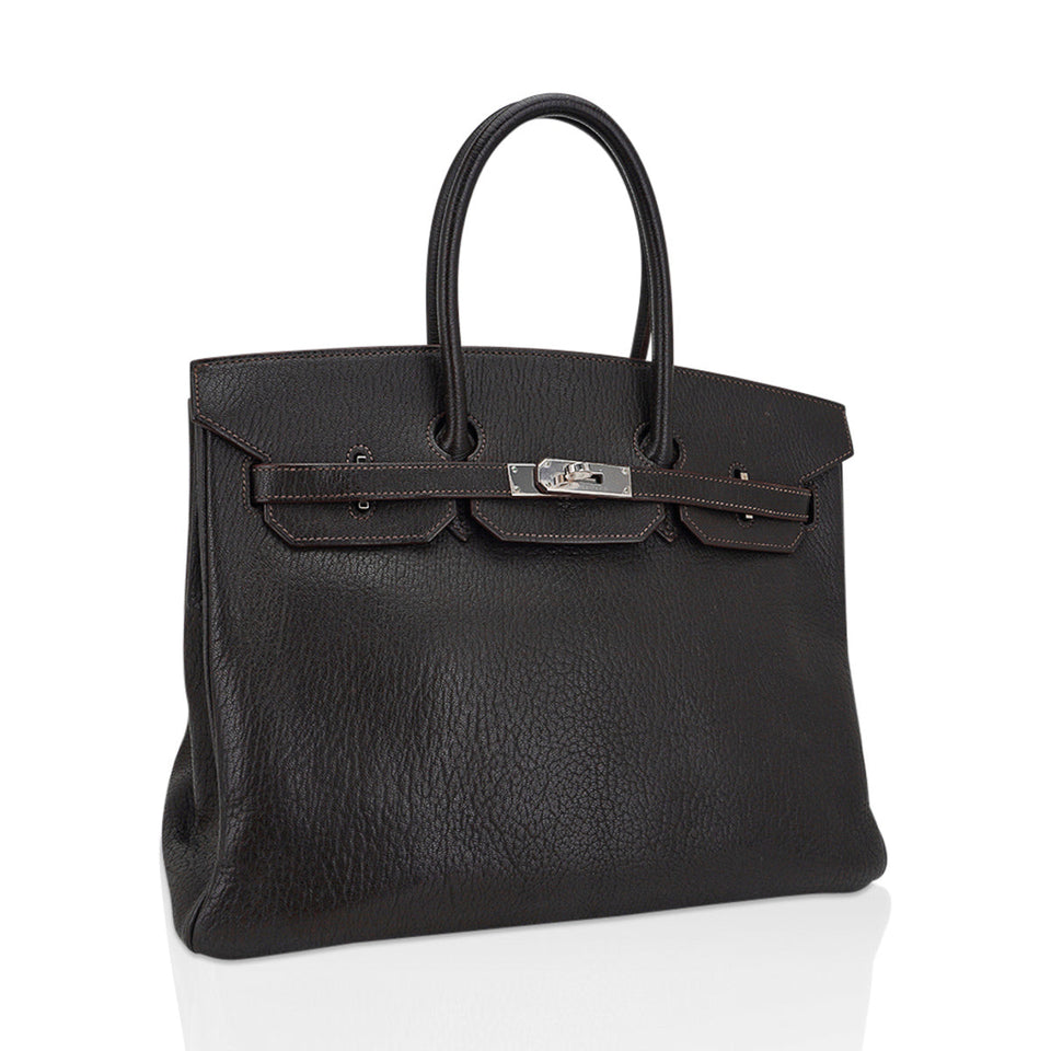 Hermes Birkin 35 Bag Cocoan Brown Chevre Leather with Palladium Hardware