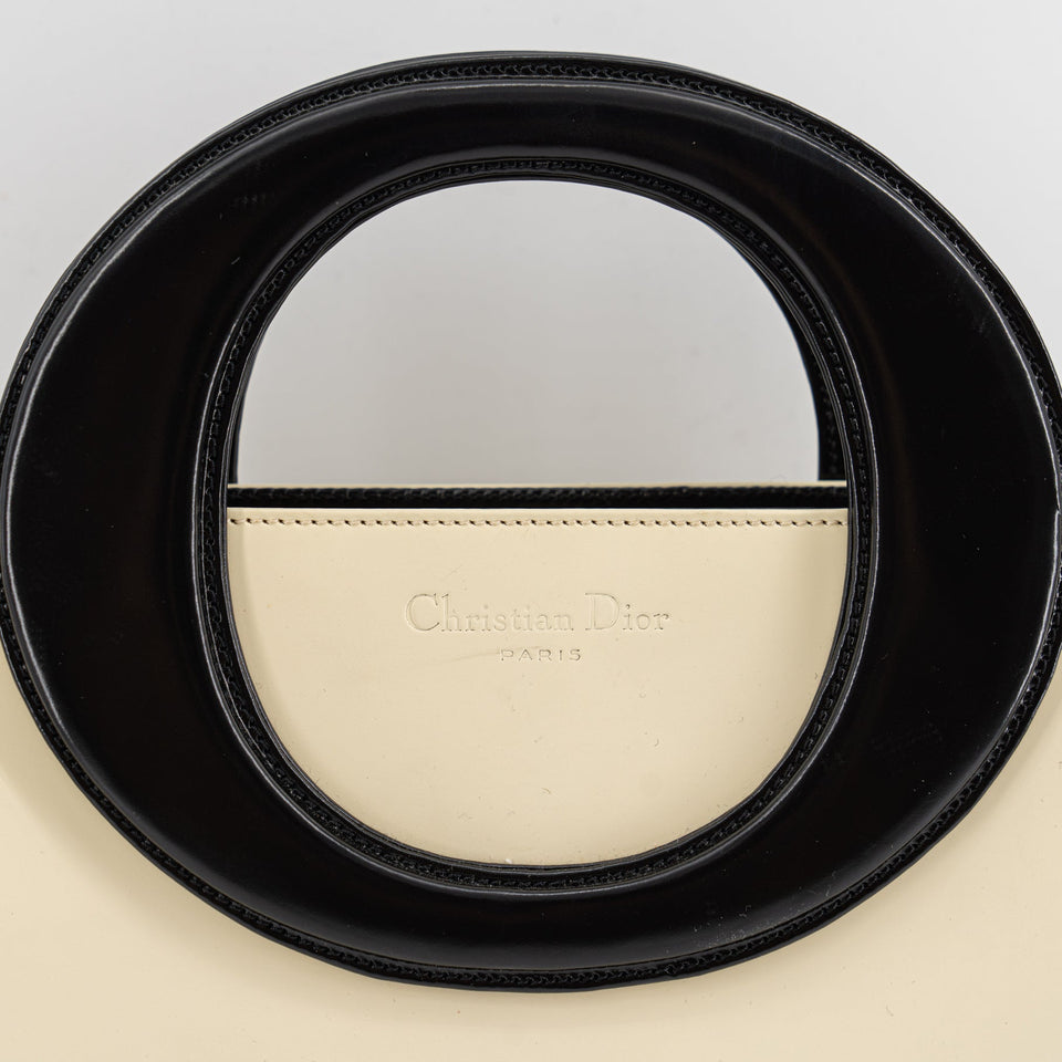 Christian Dior Vintage cream and black handbag with circular handles