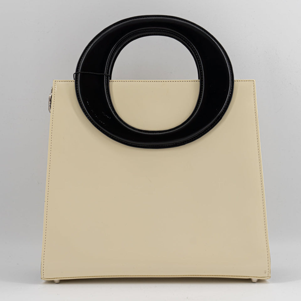 Christian Dior Vintage cream and black handbag with circular handles