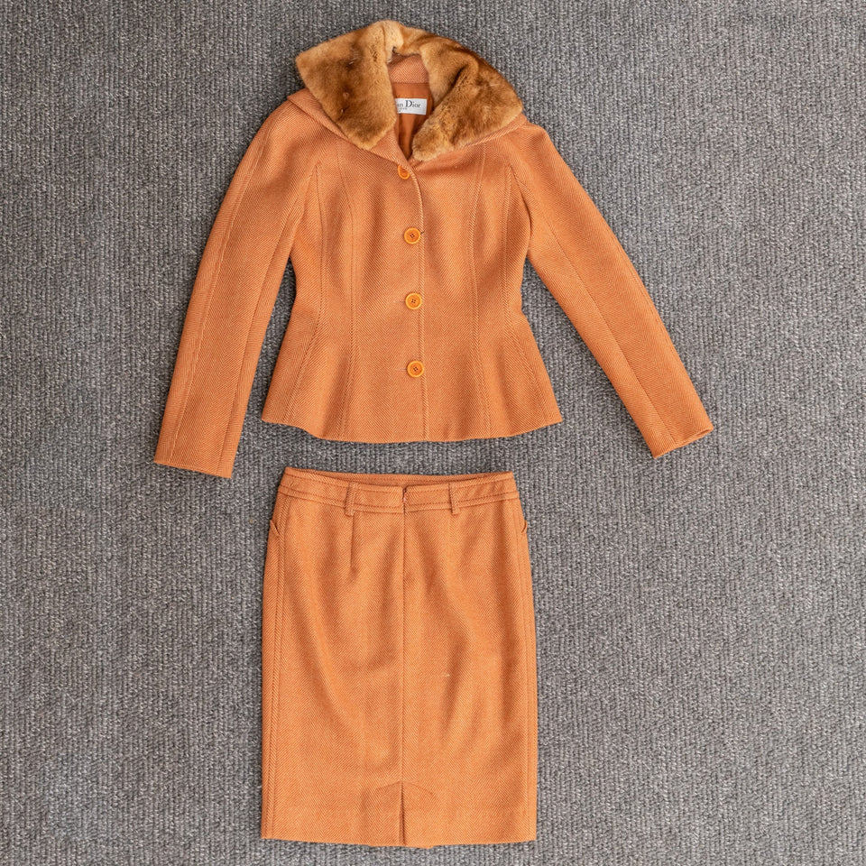 Christian Dior Vintage wool & mink Skirt Suit