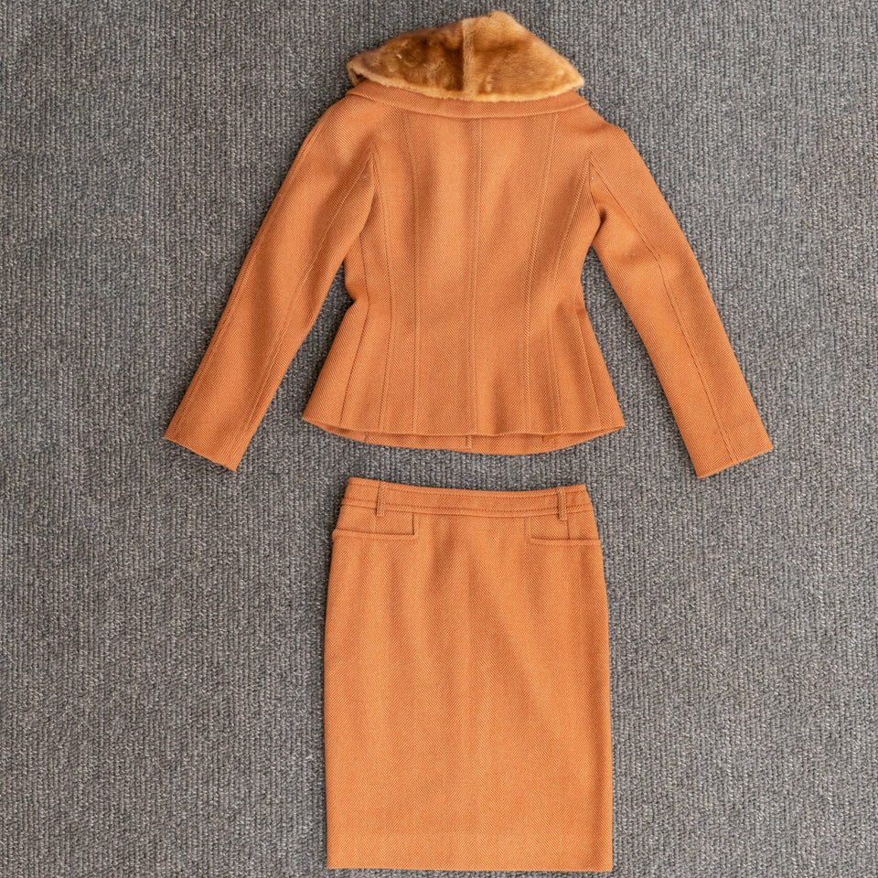 Christian Dior Vintage wool & mink Skirt Suit
