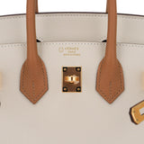 Hermes Special Order HSS Birkin 25 Sellier Craie and Sesame Gold Hardware Epsom Leather