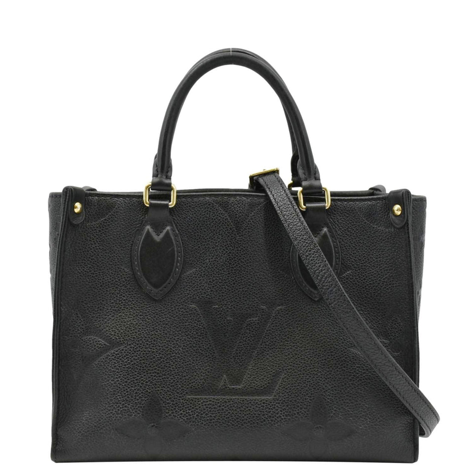 LOUIS VUITTON Onthego PM Monogram Empreinte Leather Tote Shoulder Bag Black