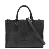 LOUIS VUITTON Onthego PM Monogram Empreinte Leather Tote Shoulder Bag Black