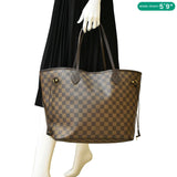 LOUIS VUITTON Neverfull MM Damier Ebene Shoulder Bag Brown