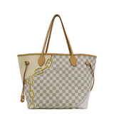 LOUIS VUITTON Neverfull Nautical MM Damier Azur Tote Shoulder Bag White