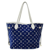 LOUIS VUITTON Neverfull MM  Jacquard Velvet Monogram Shoulder Bag Blue
