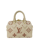 LOUIS VUITTON Speedy 20 Bandouliere Giant Monogram Empreinte Leather Shoulder Bag Cream