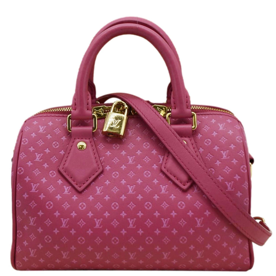 LOUIS VUITTON Speedy 20 Bandouliere Nanogram Leather Shoulder Bag Pink