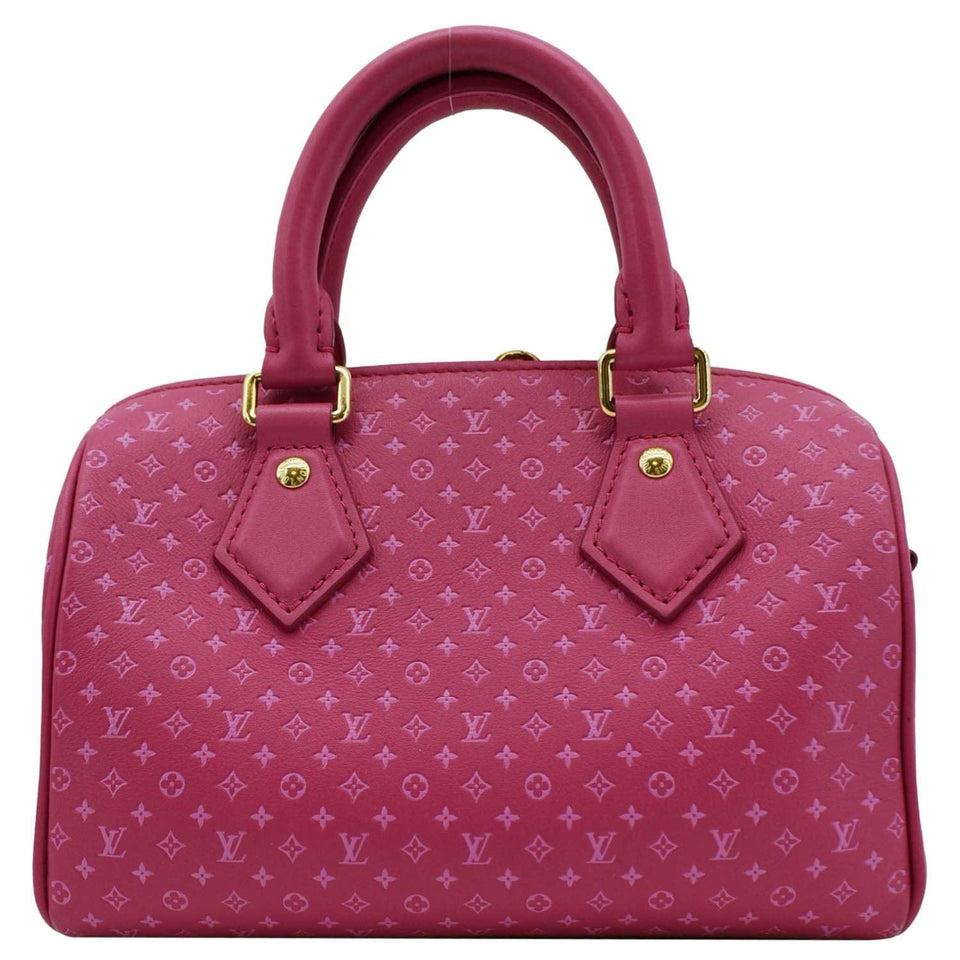 LOUIS VUITTON Speedy 20 Bandouliere Nanogram Leather Shoulder Bag Pink