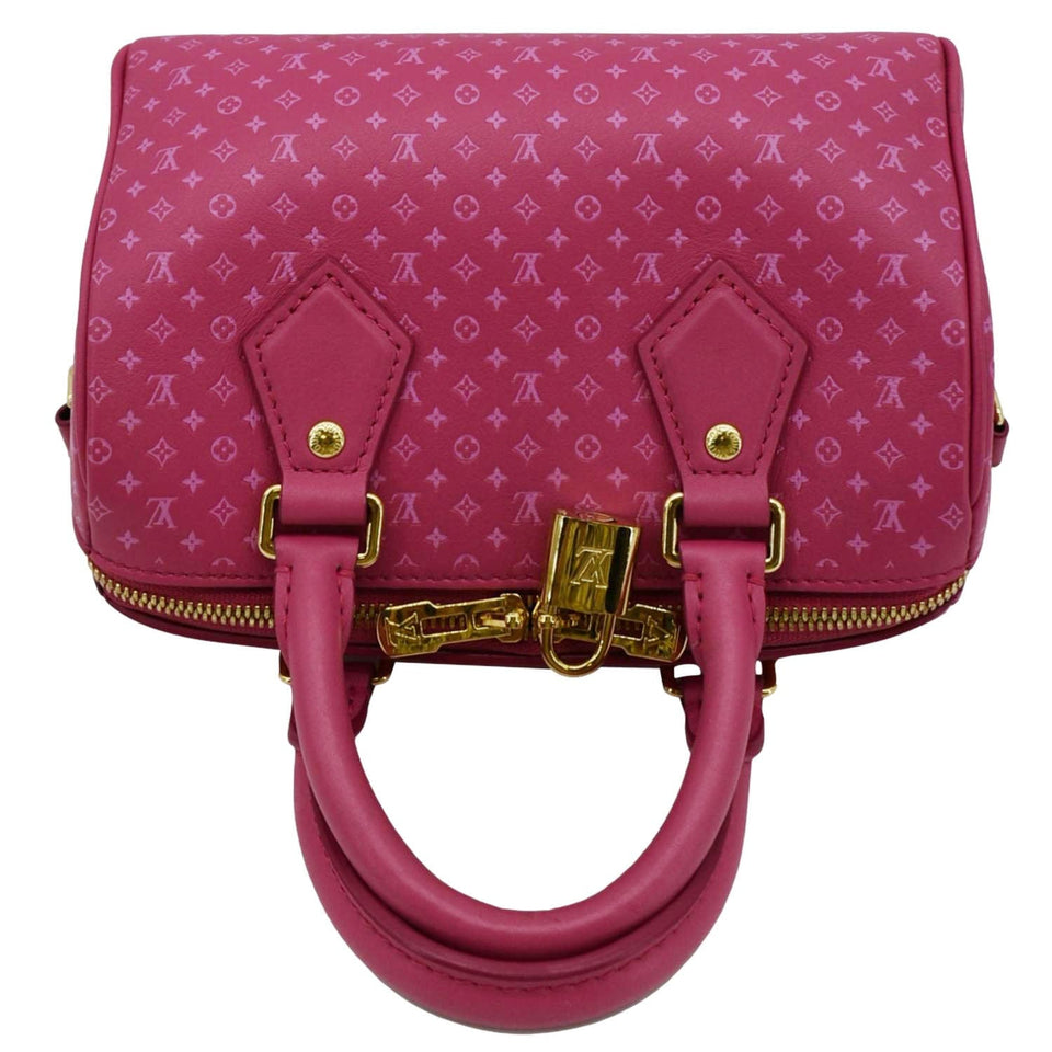 LOUIS VUITTON Speedy 20 Bandouliere Nanogram Leather Shoulder Bag Pink
