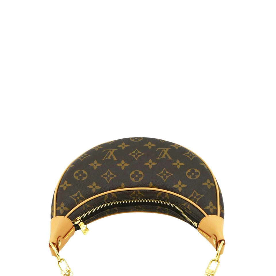 LOUIS VUITTON Loop Half Moon Monogram Canvas Shoulder Bag Brown