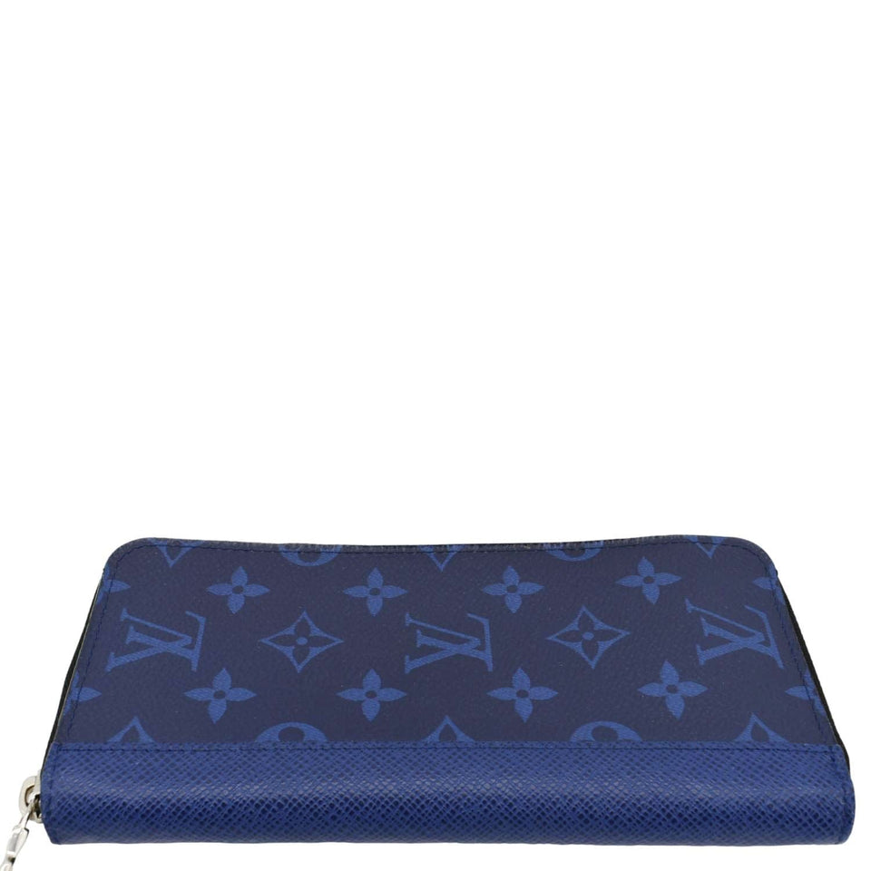 LOUIS VUITTON Zippy Vertical Taigarama Long Wallet Cobalt Blue