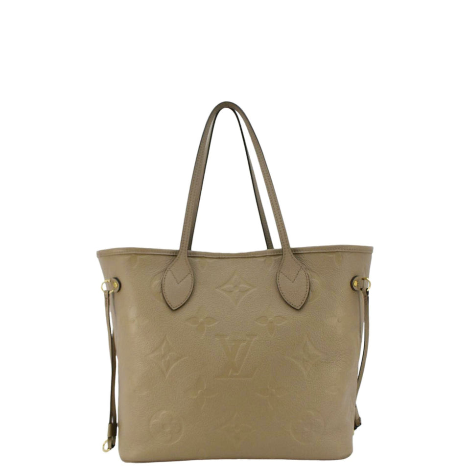 LOUIS VUITTON Neverfull MM Empreinte Leather Tote Shoulder Bag Beige