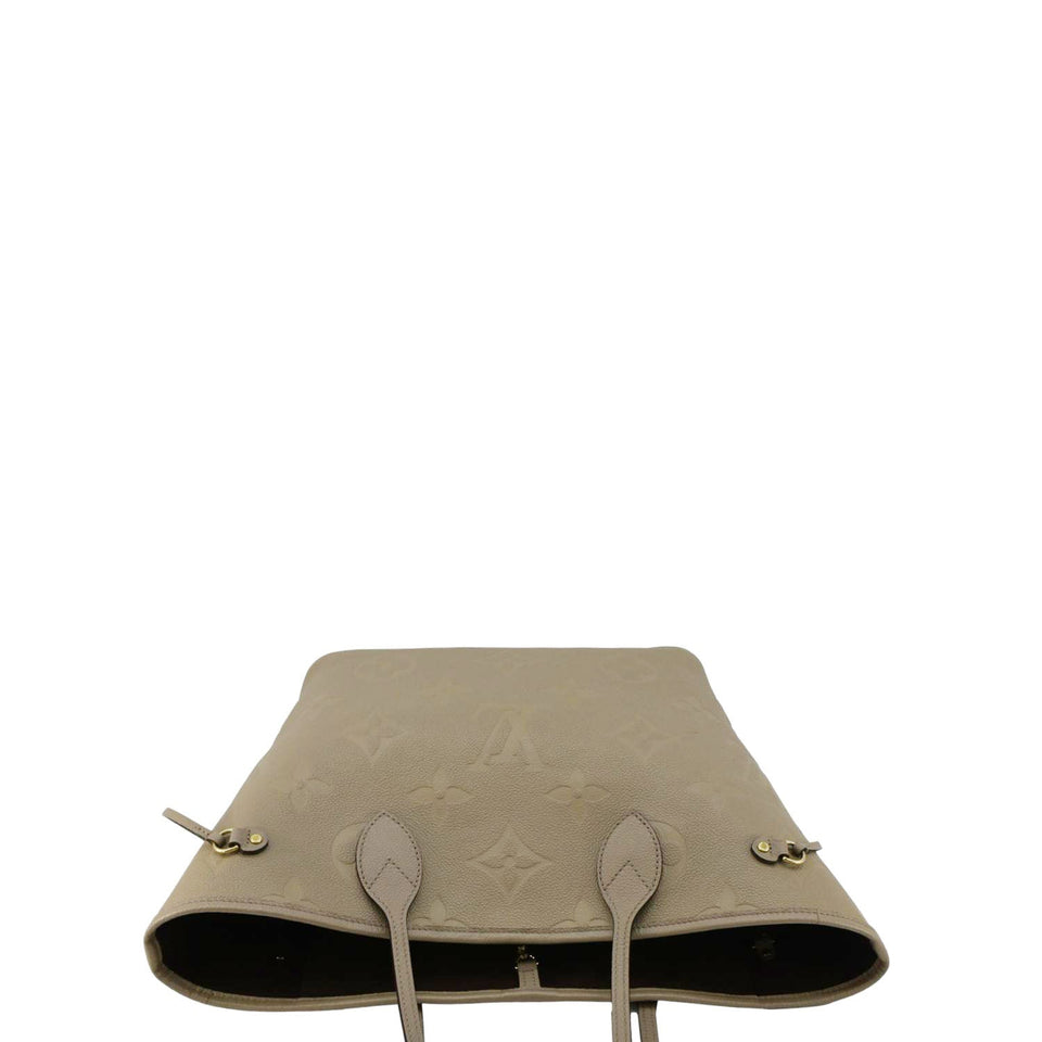 LOUIS VUITTON Neverfull MM Empreinte Leather Tote Shoulder Bag Beige