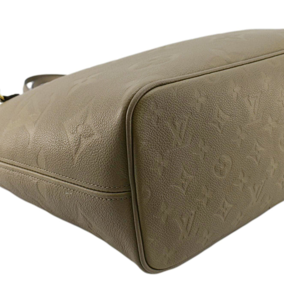 LOUIS VUITTON Neverfull MM Empreinte Leather Tote Shoulder Bag Beige