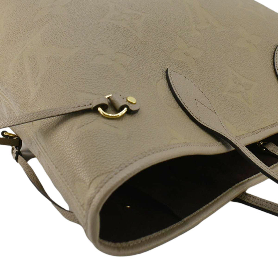 LOUIS VUITTON Neverfull MM Empreinte Leather Tote Shoulder Bag Beige