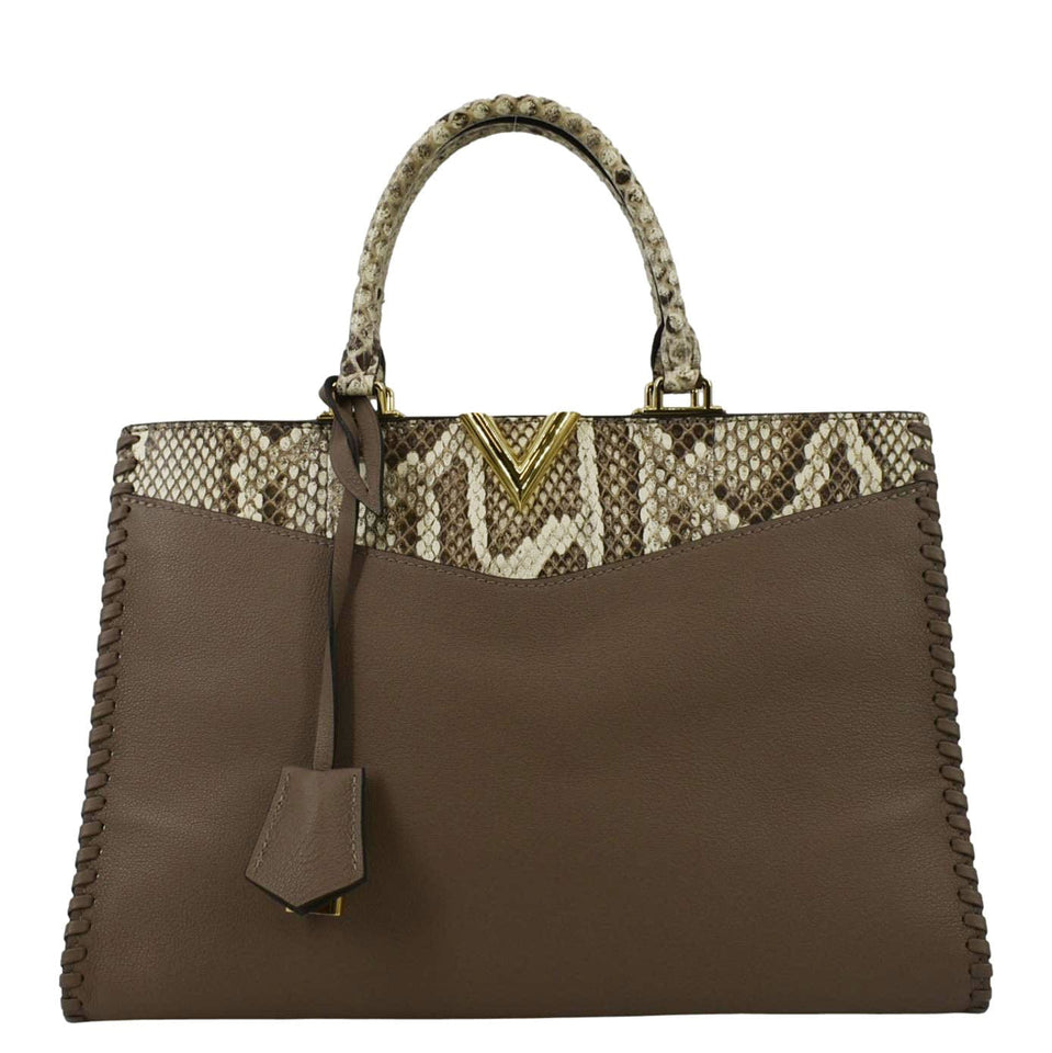 LOUIS VUITTON Very Zipped Python Leather Tote Shoulder Bag Beige