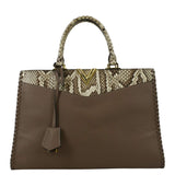 LOUIS VUITTON Very Zipped Python Leather Tote Shoulder Bag Beige
