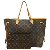 LOUIS VUITTON Neverfull GM Monogram Canvas Shoulder Bag Fuchsia