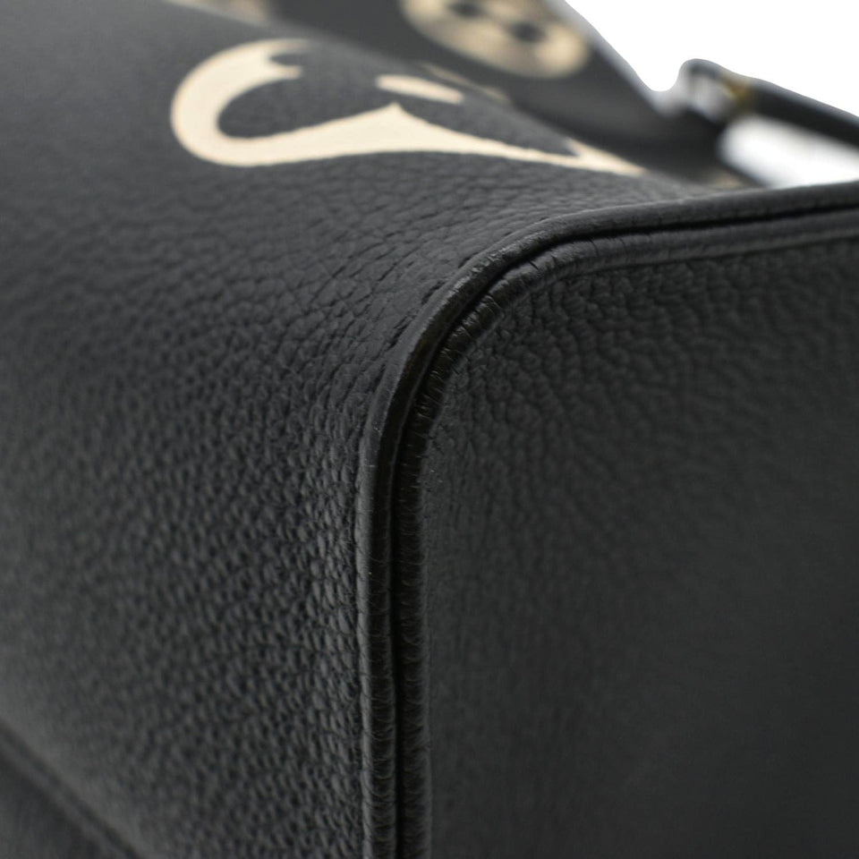 LOUIS VUITTON Onthego MM Giant Bicolor Monogram Empreinte Leather Tote Shoulder Bag Black