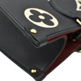 LOUIS VUITTON Onthego MM Giant Bicolor Monogram Empreinte Leather Tote Shoulder Bag Black
