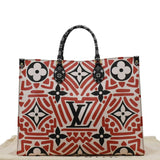 LOUIS VUITTON Onthego GM Crafty Monogram Giant Canvas Shoulder Bag Red