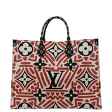 LOUIS VUITTON Onthego GM Crafty Monogram Giant Canvas Shoulder Bag Red