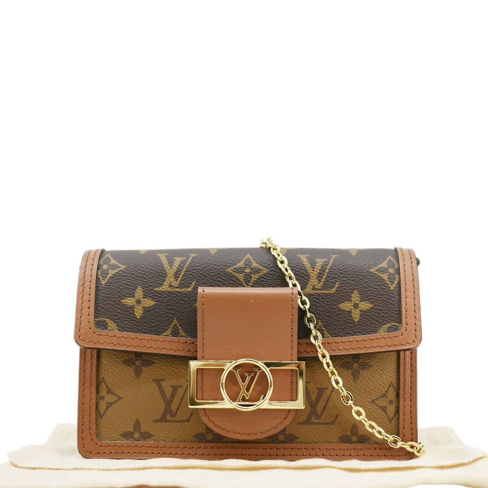 LOUIS VUITTON Dauphine Monogram Reverse Canvas Shoulder Bag Brown