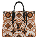 LOUIS VUITTON Onthego GM Crafty Monogram Giant Canvas Shoulder Bag Orange