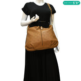 LOUIS VUITTON Selene PM Mahina Leather Tote Shoulder Bag Tan