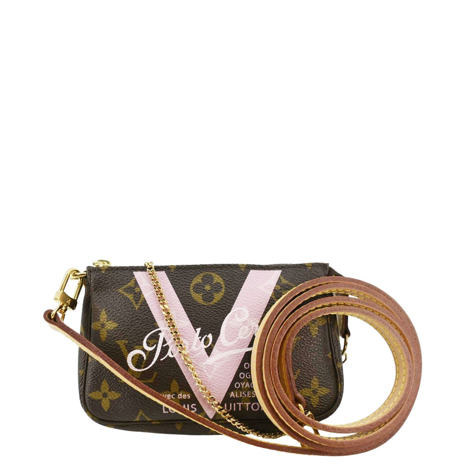 LOUIS VUITTON V Pochette Accessories  Monogram Canvas Pouch Brown