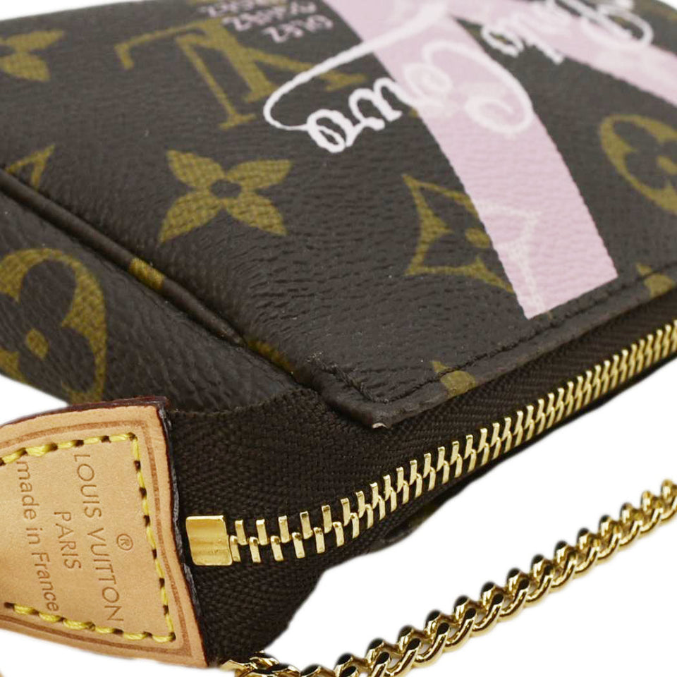 LOUIS VUITTON V Pochette Accessories  Monogram Canvas Pouch Brown