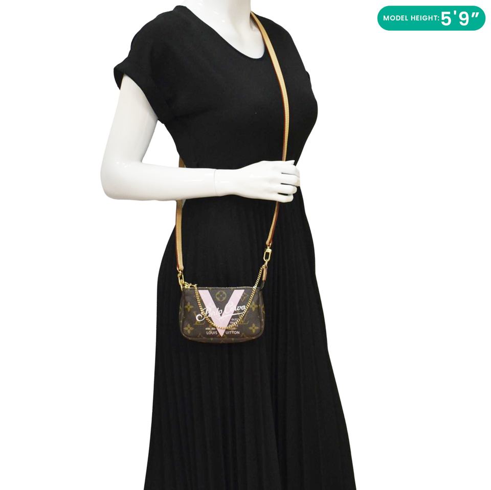 LOUIS VUITTON V Pochette Accessories  Monogram Canvas Pouch Brown