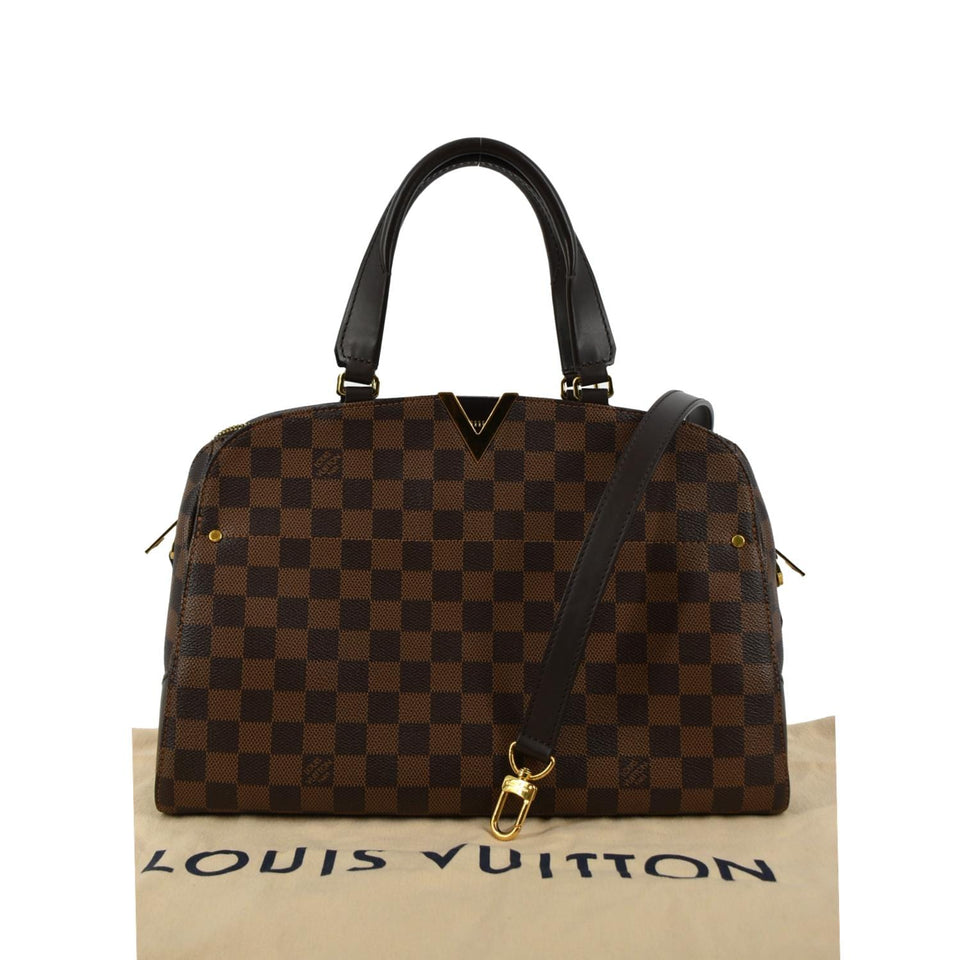 LOUIS VUITTON Kensington Bowling Damier Ebene Satchel Bag Brown