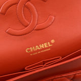 CHANEL Classic Double Flap Medium Leather Shoulder Bag Red