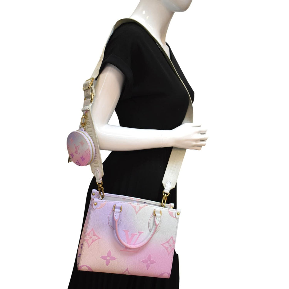 LOUIS VUITTON Women Onthego PM Monogram Coated Canvas Tote Sunrise Pastel