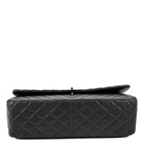 CHANEL Surpique Chevron Medium Lambskin Leather Flap Crossbody Bag Black