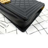 CHANEL Medium Boy Flap Calf Leather Shoulder Bag Black
