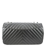CHANEL Surpique Chevron Medium Lambskin Leather Flap Crossbody Bag Black