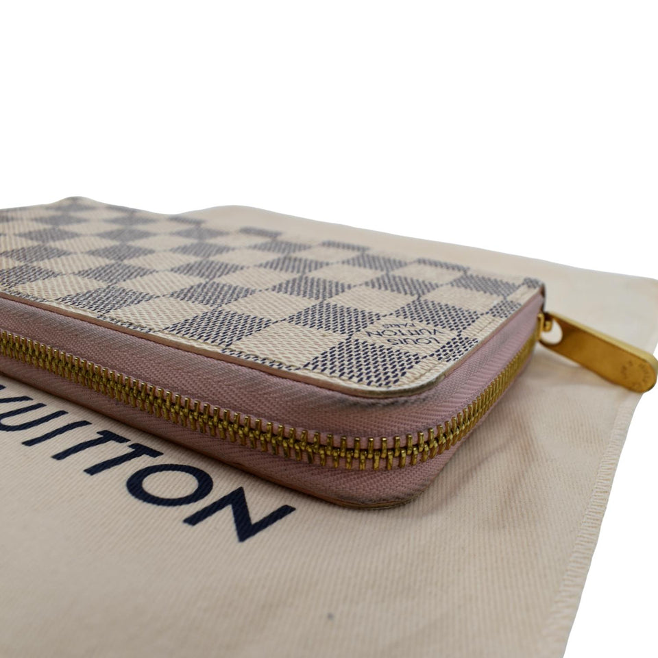 LOUIS VUITTON Zip Around Damier Azur Wallet White