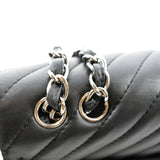 CHANEL Surpique Chevron Medium Lambskin Leather Flap Crossbody Bag Black