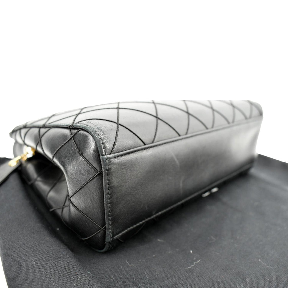 CHANEL Small Vintage Lambskin Leather Handbag Black
