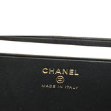 CHANEL CC Filigree Vanity Quilted Caviar Leather Clutch Shoulder Bag Black