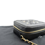CHANEL CC Filigree Vanity Quilted Caviar Leather Clutch Shoulder Bag Black