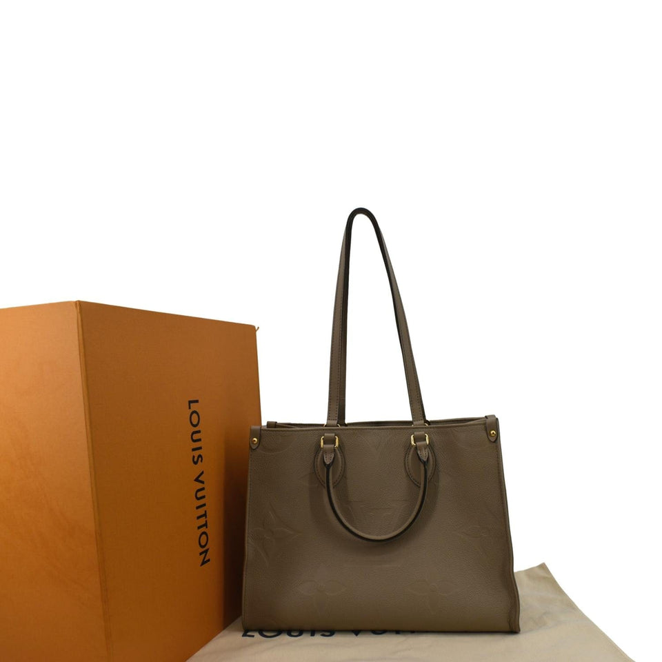 LOUIS VUITTON Onthego MM Monogram Empreinte Shoulder Bag Tourterelle