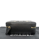 CHANEL CC Filigree Vanity Quilted Caviar Leather Clutch Shoulder Bag Black