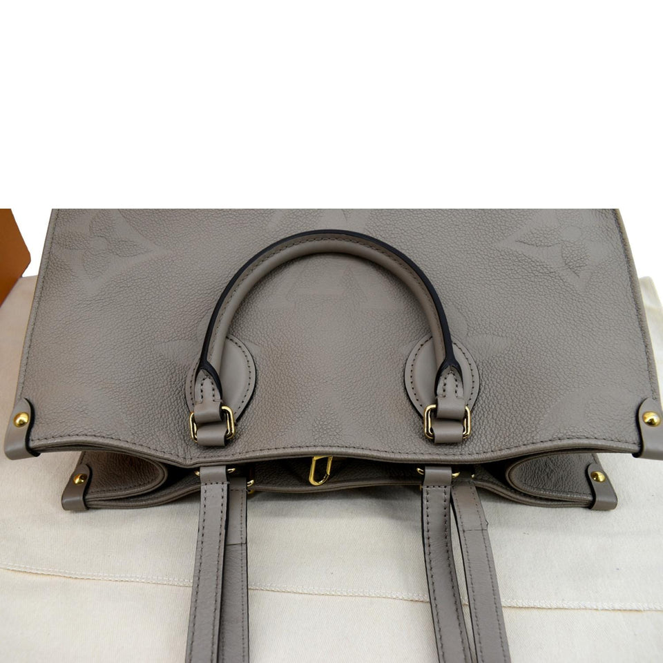 LOUIS VUITTON Onthego MM Monogram Empreinte Shoulder Bag Tourterelle