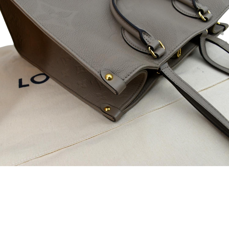 LOUIS VUITTON Onthego MM Monogram Empreinte Shoulder Bag Tourterelle