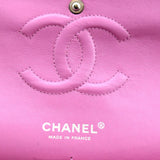 CHANEL Classic Medium Double Flap Quilted Leather Shoulder Bag Neon Pink
